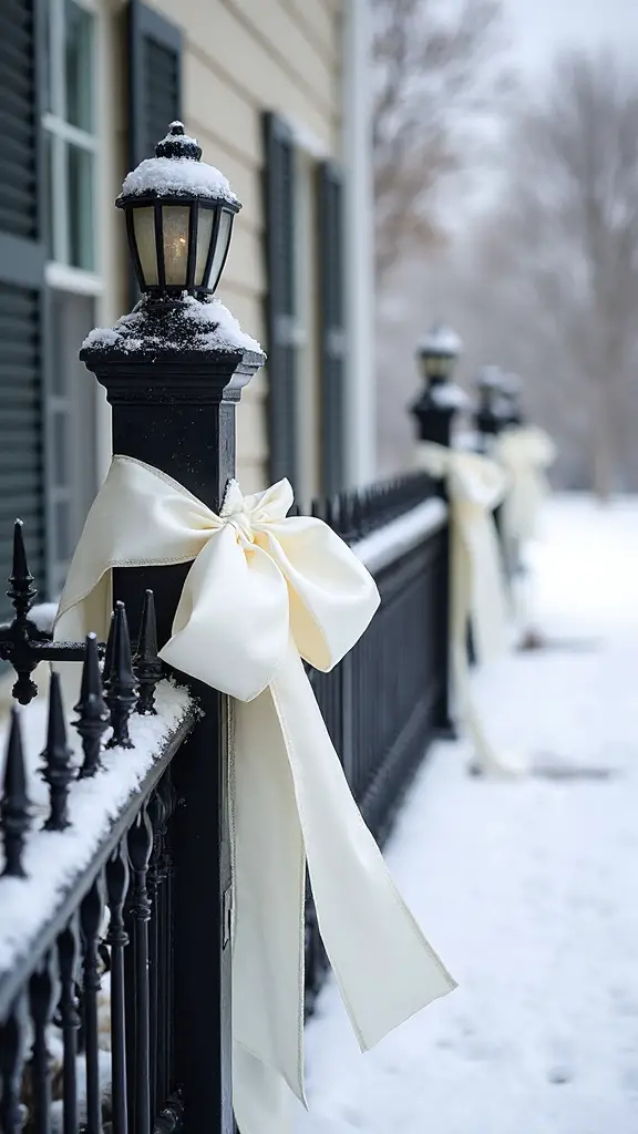 monochromatic outdoor ribbon bow accents
