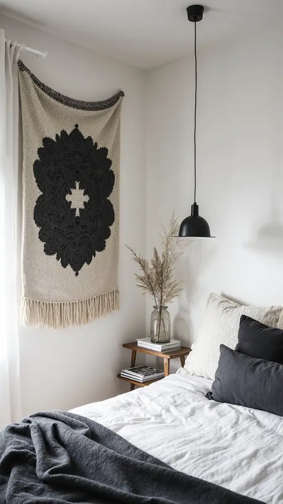 monochrome bohemian textile wall tapestries