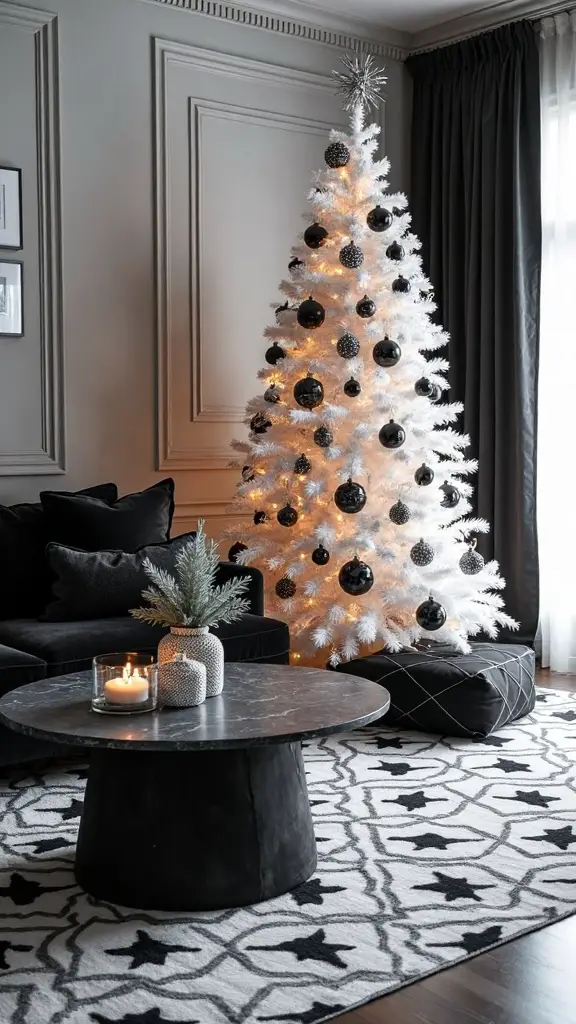 monochrome minimalist contemporary holiday decor