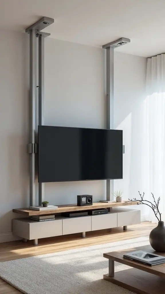 motorized adaptable height adjustable tv system