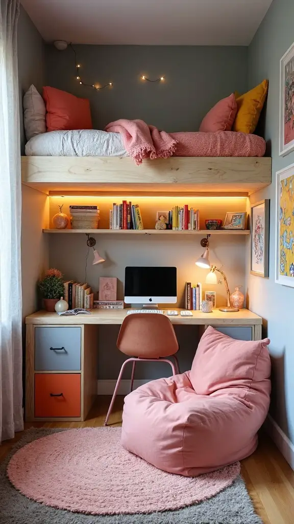 multi functional zoned small bedroom