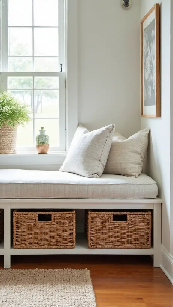 multifunctional corner storage benches with baskets