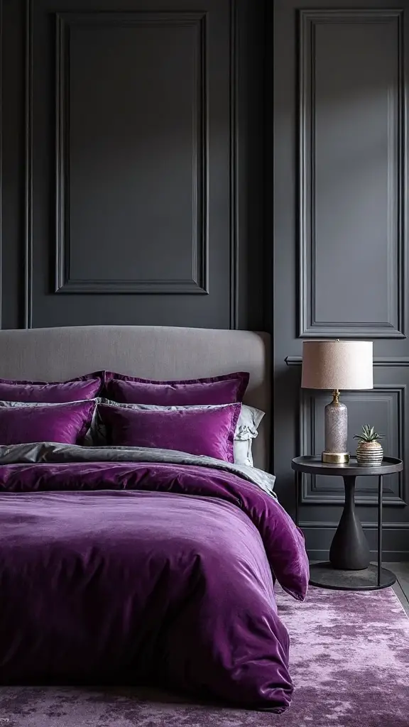 mystical purple gray bedroom drama