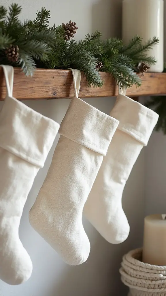 neutral farmhouse christmas stocking decor