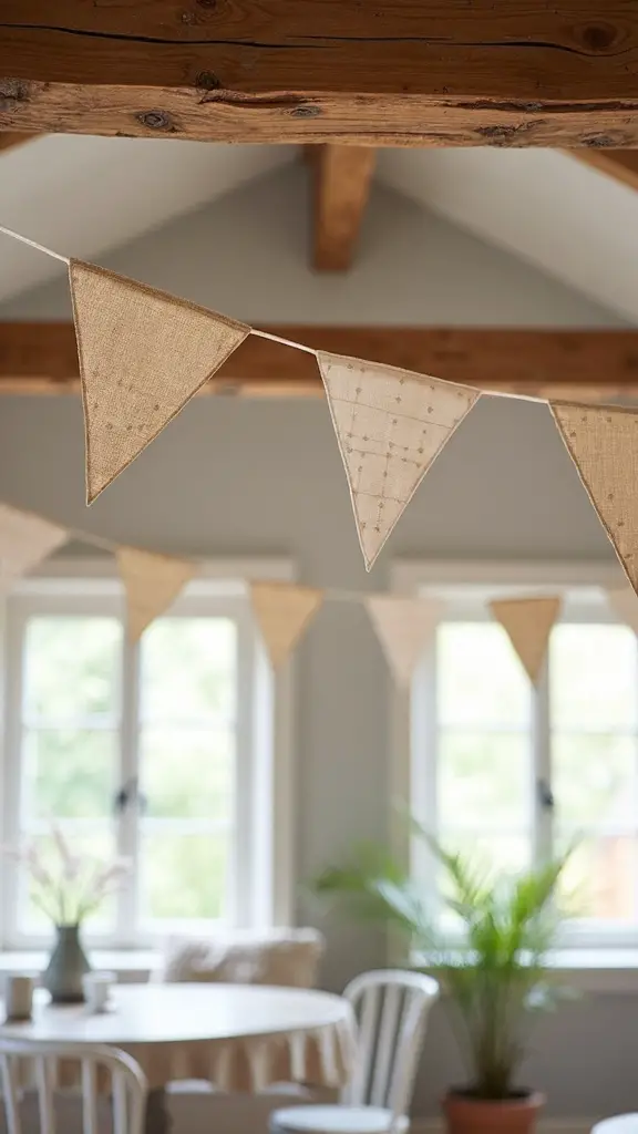 neutral geometric fabric banner bunting