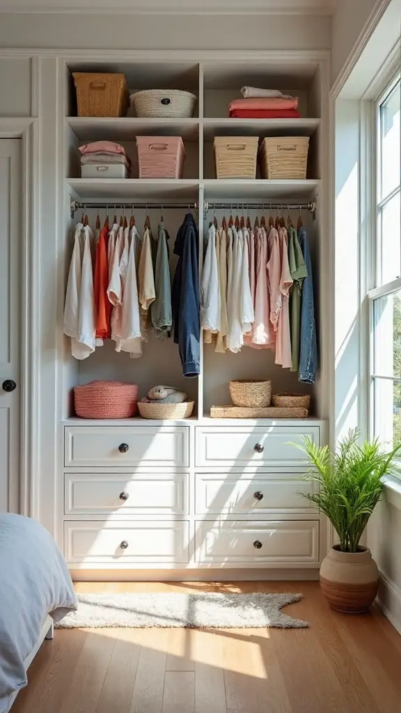 optimize closet space with dresser storage