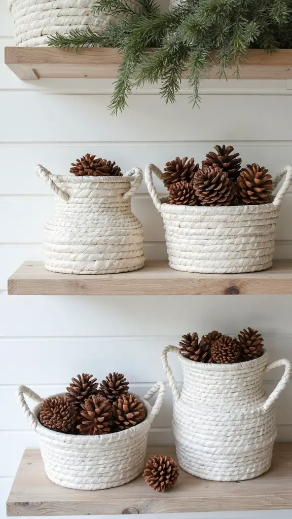 organic farmhouse pine cone displays