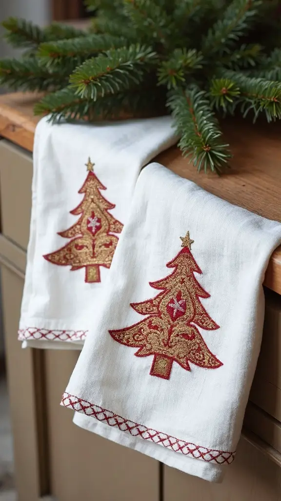personalized embroidered christmas kitchen towels