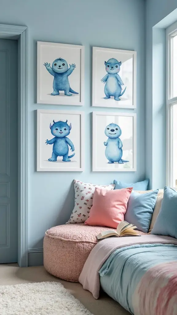 personalized vibrant bluey watercolor art prints