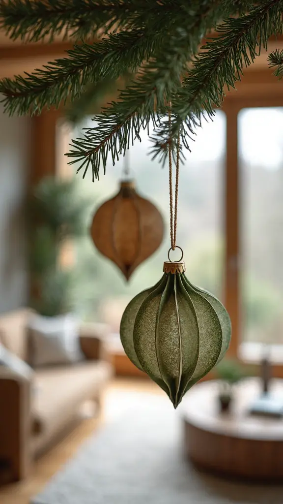 recycled paper ornaments with natural dyes