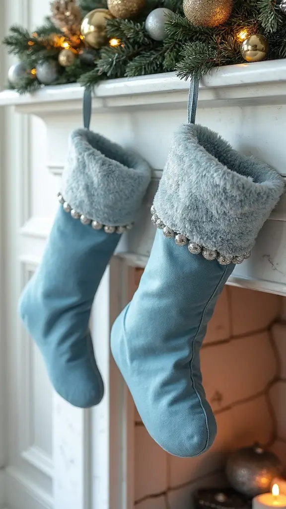 refined festive versatile sophisticated powder blue stockings