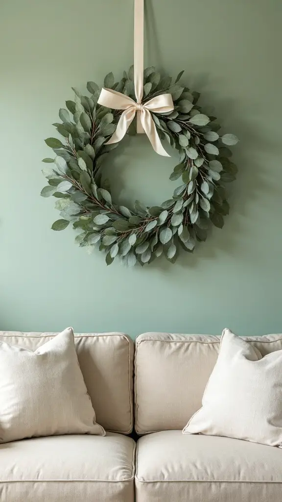 refined neutral seasonal wreath display
