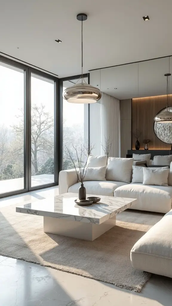 reflective light filled minimalist living sanctuary