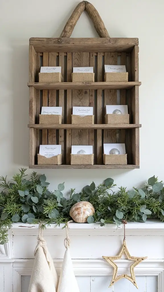 repurposed coastal christmas card display