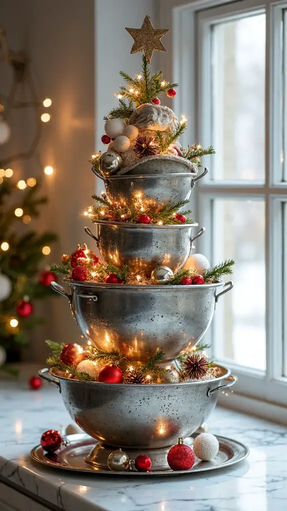 repurposed kitchen containers christmas trees