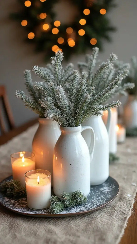 repurposed vintage milk jug centerpieces