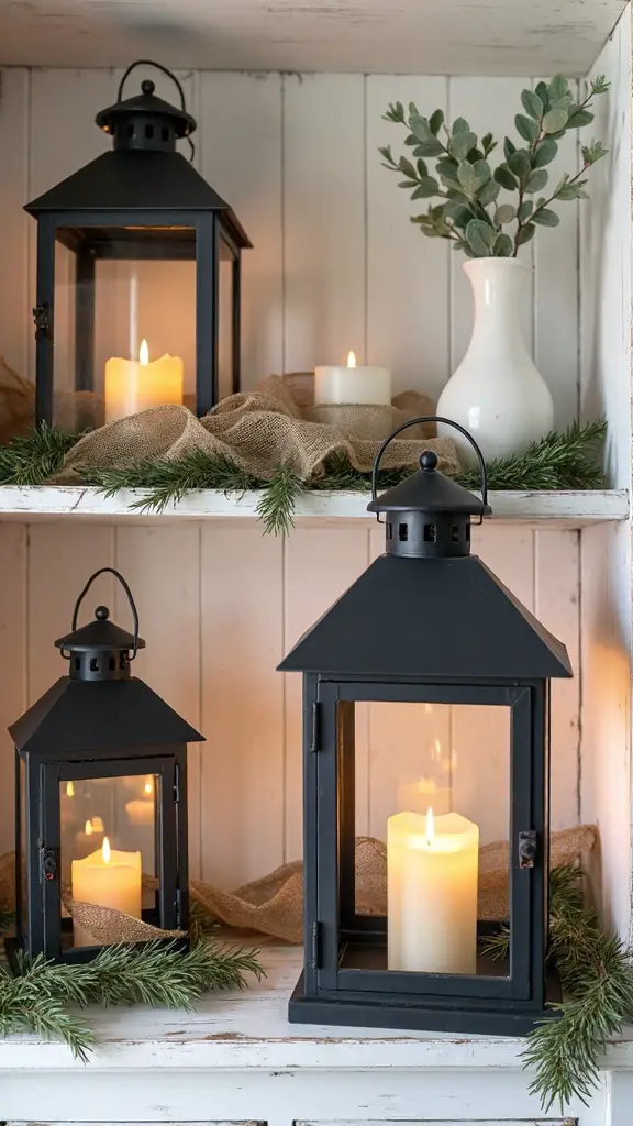 rustic battery powered farmhouse holiday lanterns