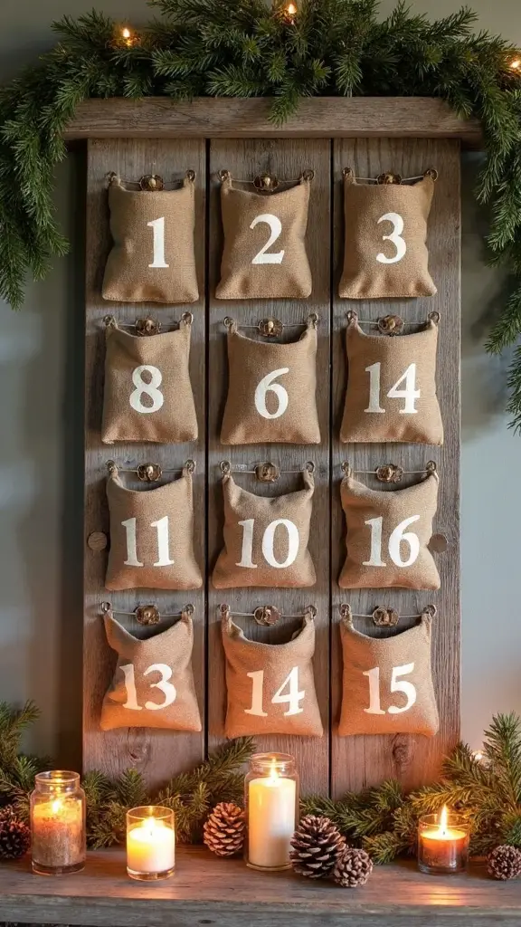 rustic burlap numbered countdown