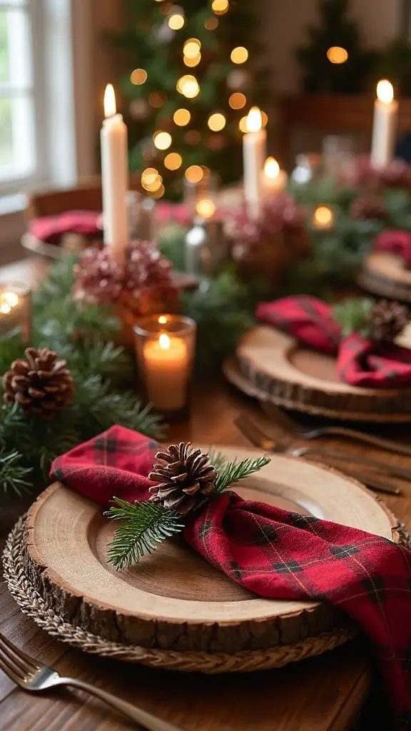 rustic cabin inspired christmas table decor
