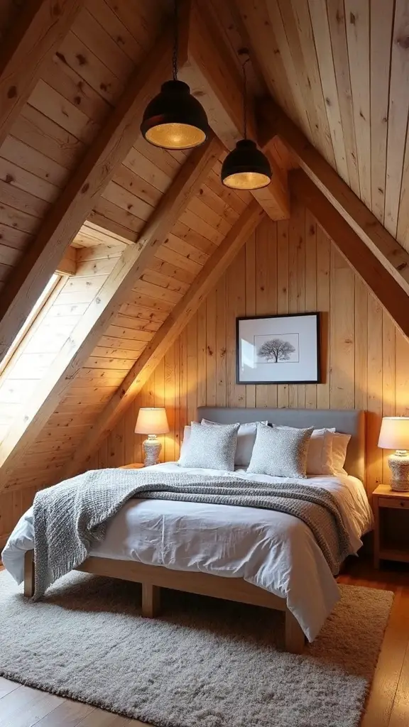rustic cabin like attic bedroom transformation