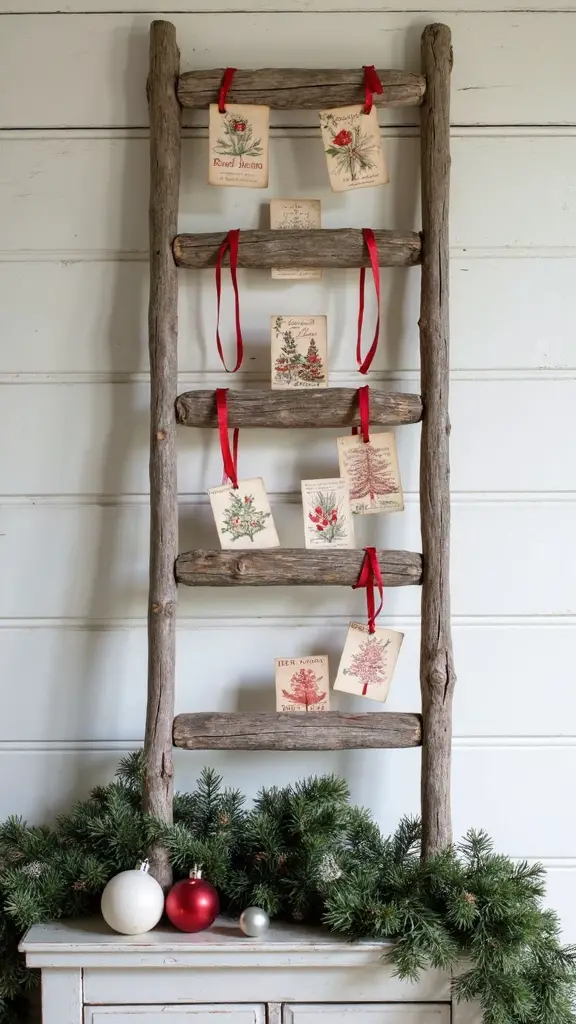 rustic charming farmhouse christmas card display