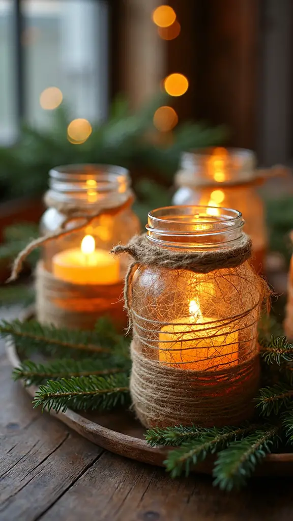 rustic christmas farmhouse inspired luminaries