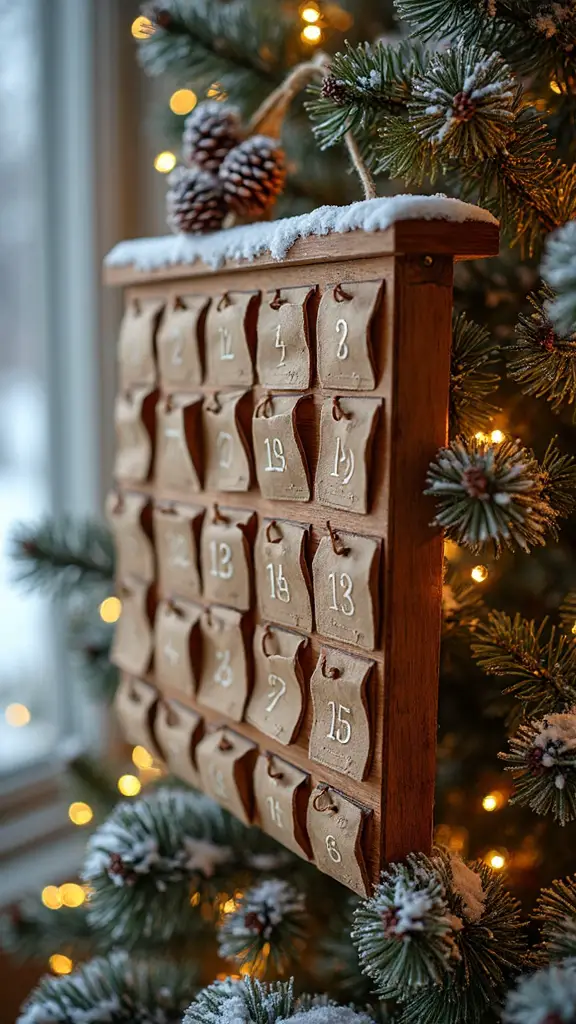 rustic countdown calendar with treats