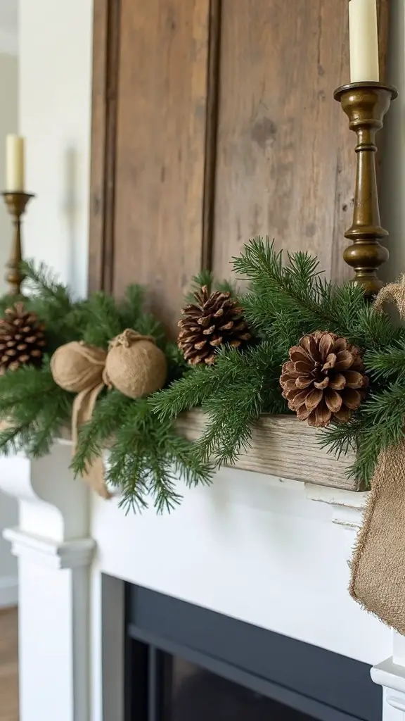 rustic countryside christmas garland with pinecones