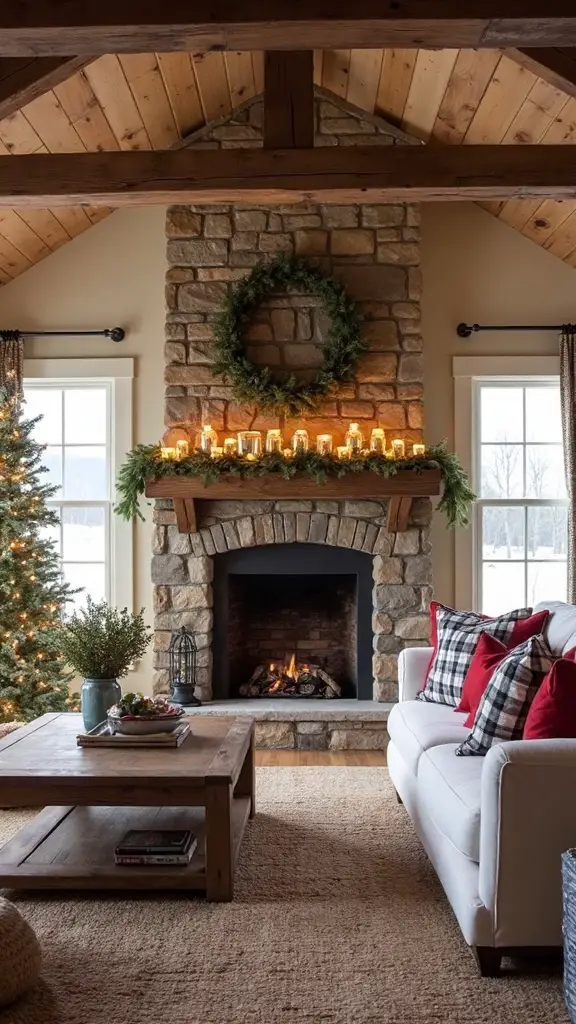 rustic cozy farmhouse christmas living rooms