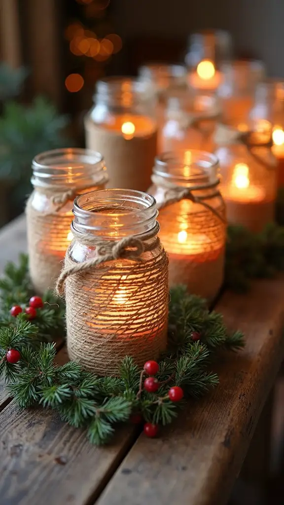 rustic cozy farmhouse inspired christmas luminaries