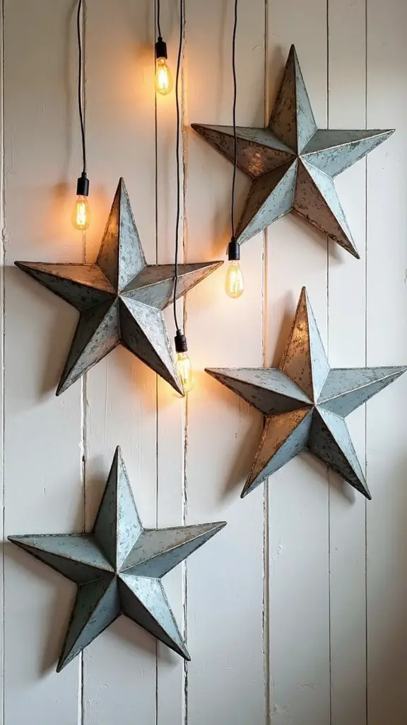rustic distressed layered metal christmas stars