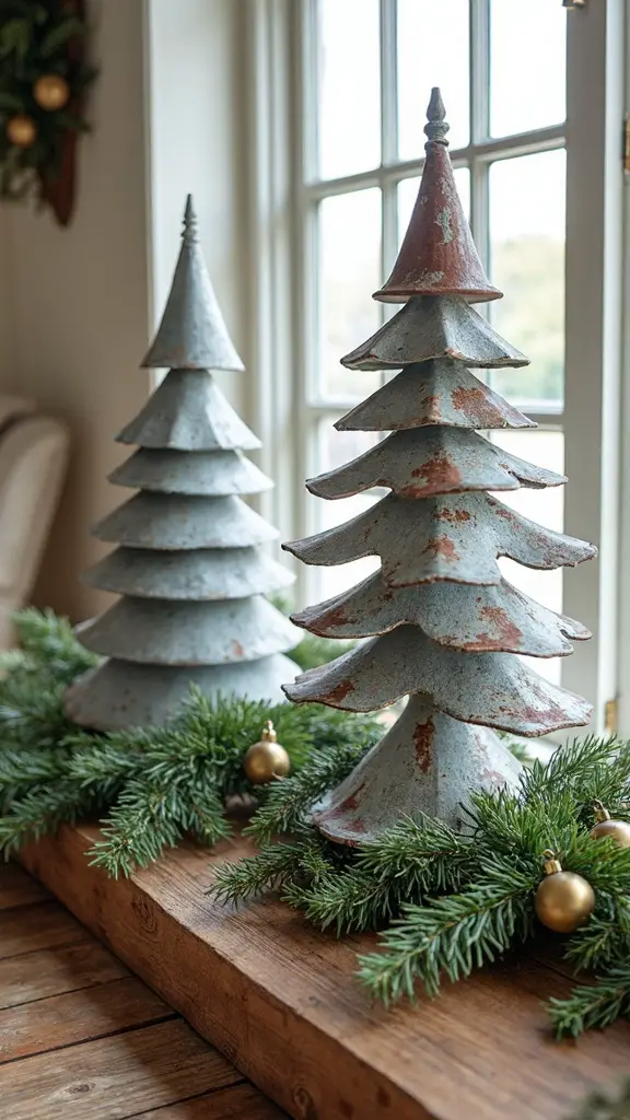 rustic distressed weathered metal christmas tree stands