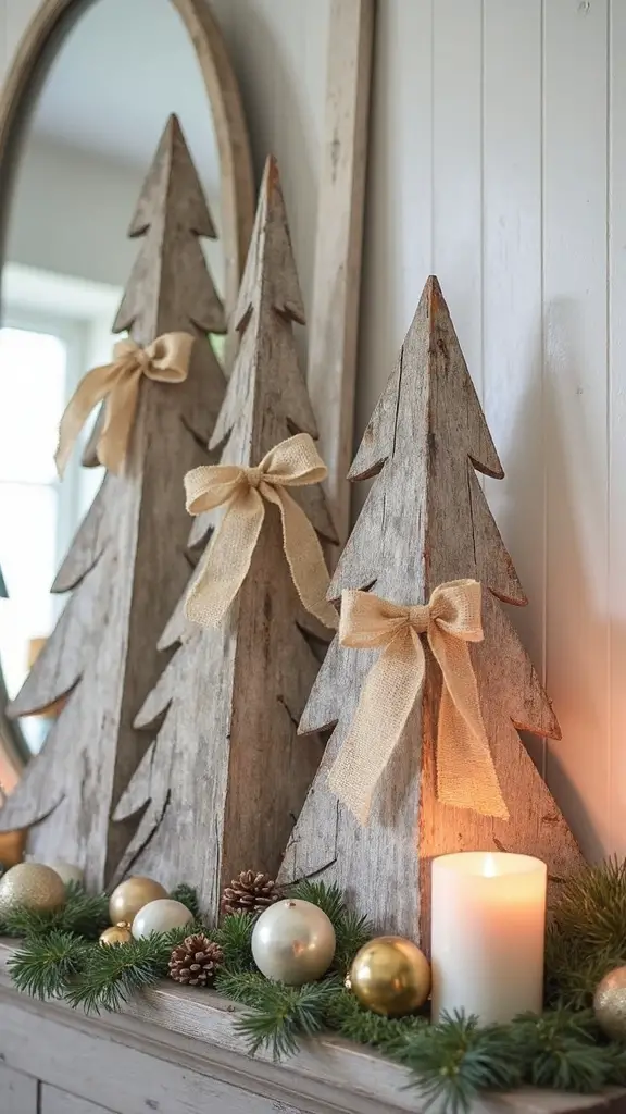 rustic elegant weathered wooden christmas trees