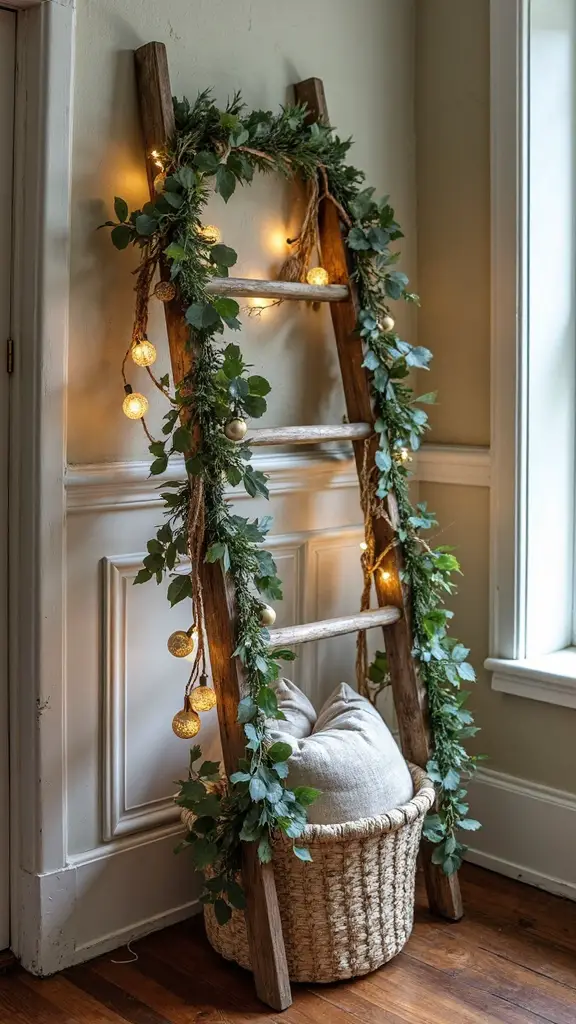 rustic farmhouse boho ladder christmas