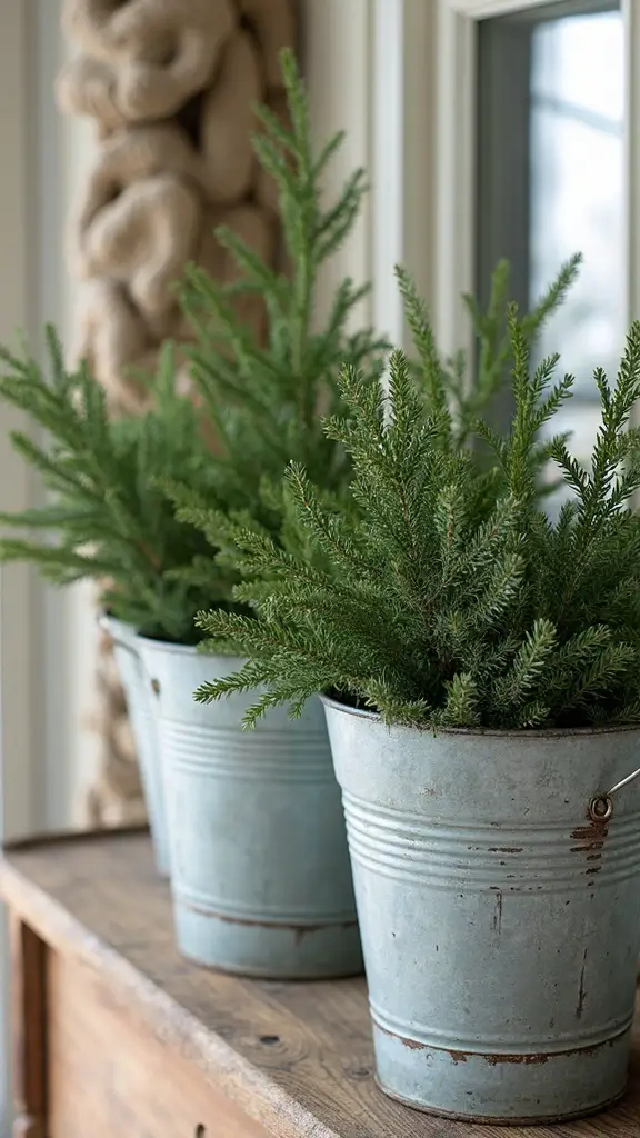 rustic farmhouse christmas greenery display