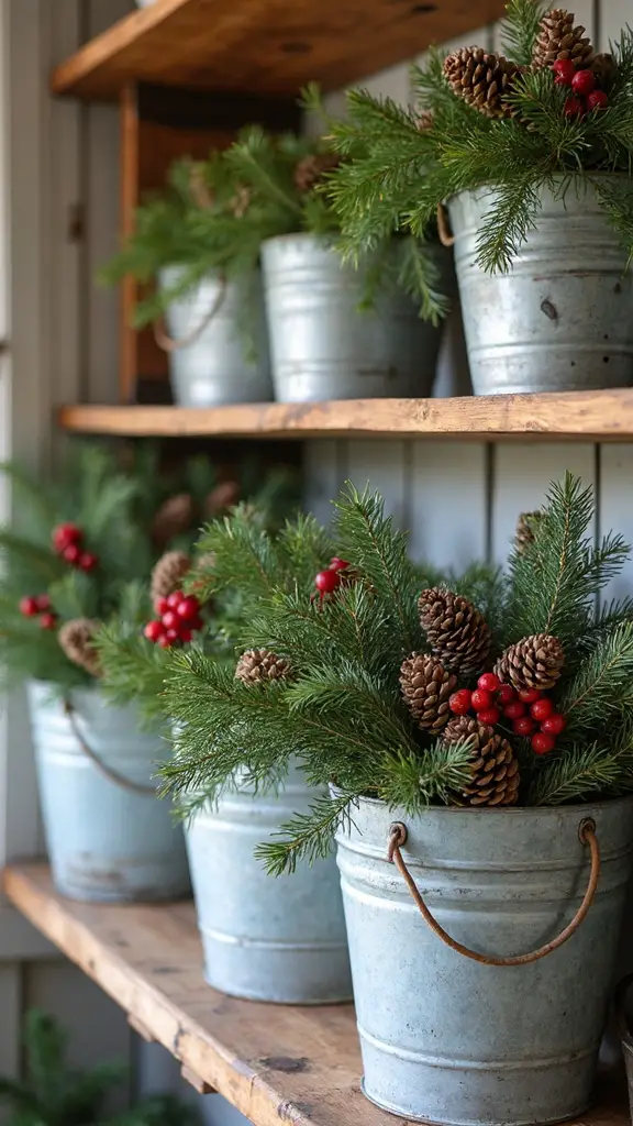 rustic farmhouse christmas greenery displays