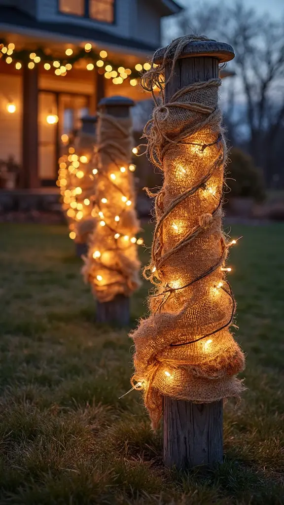 rustic farmhouse christmas light pole decor