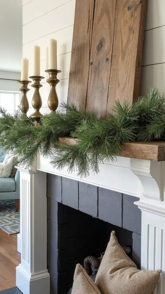 rustic farmhouse christmas mantel decor