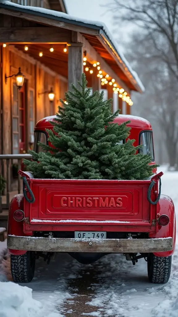 rustic farmhouse christmas tree display