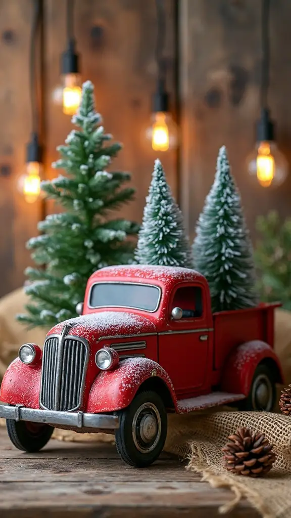 rustic farmhouse christmas truck decor