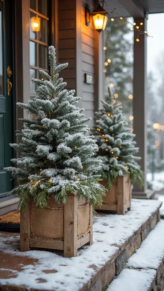 rustic farmhouse evergreen porch planters