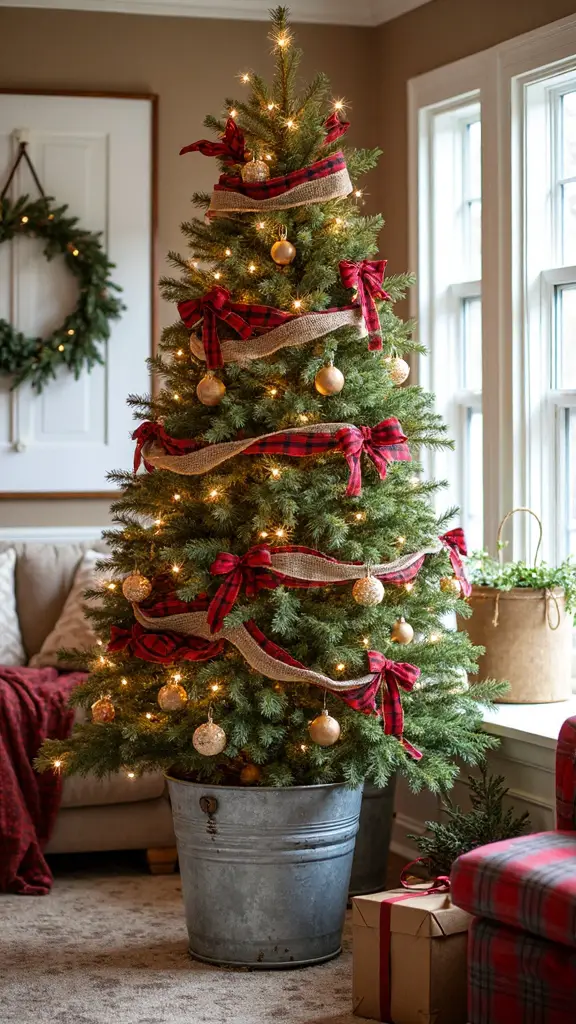 rustic farmhouse galvanized bucket christmas tree