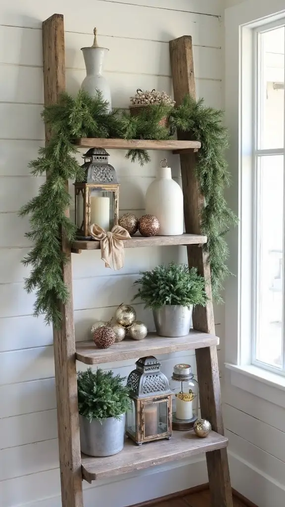 rustic farmhouse holiday decor display