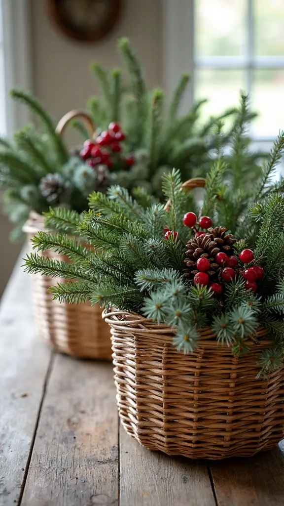 rustic farmhouse holiday greenery displays