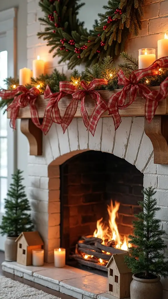 rustic farmhouse holiday mantel garland