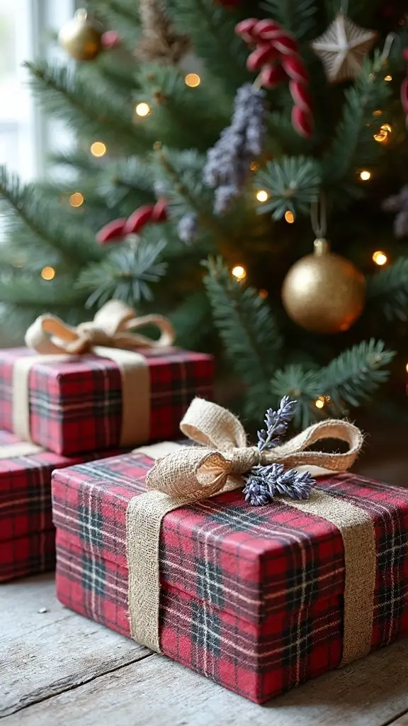 rustic farmhouse plaid gift wrappings