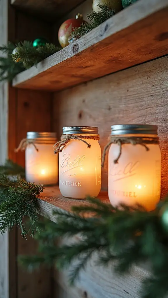 rustic farmhouse style mason jar luminaries