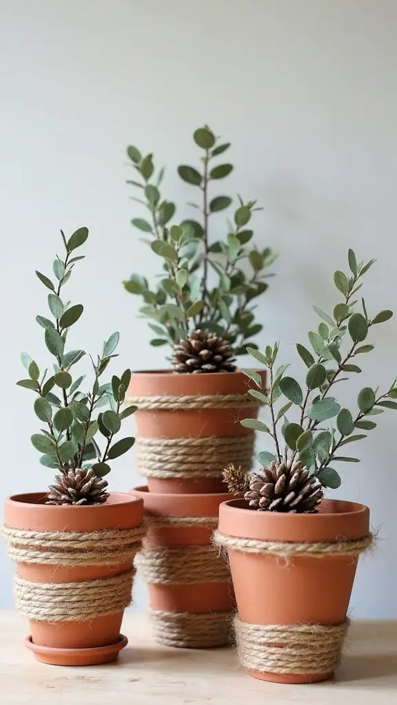 rustic farmhouse terra cotta christmas trees