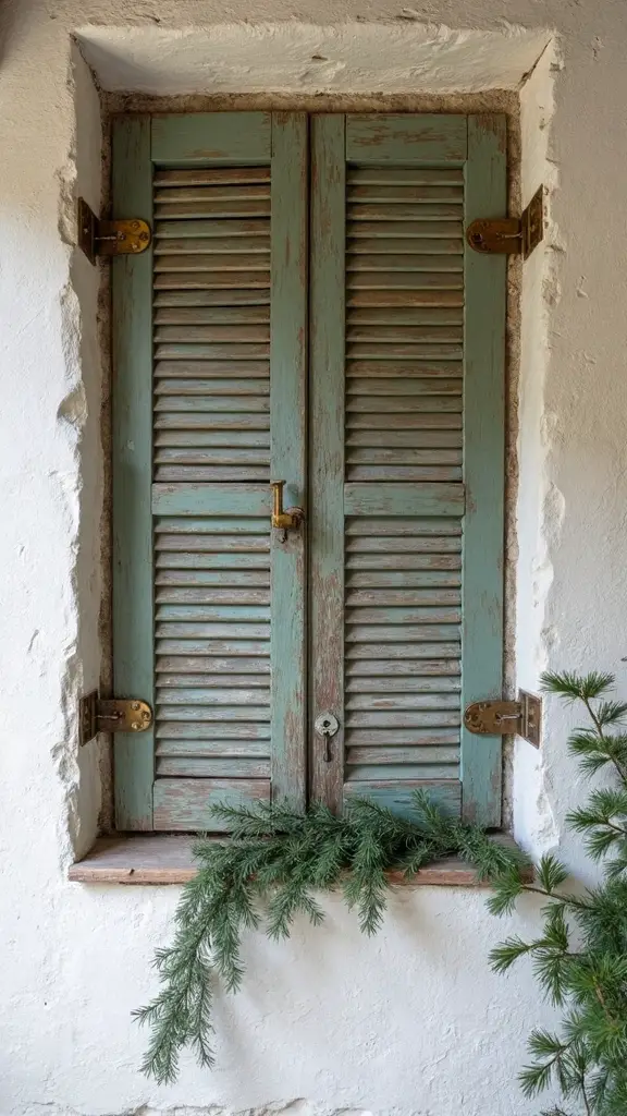 rustic farmhouse window shutter wall decor