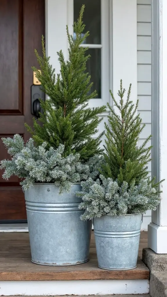 rustic farmhouse winter greenery decor